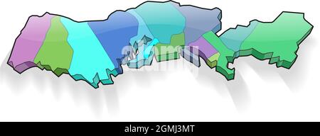 The 13 thirteen colonies of the usa 3d map Stock Photo