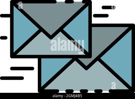 Flying letter icon. Outline flying letter vector icon color flat isolated Stock Vector