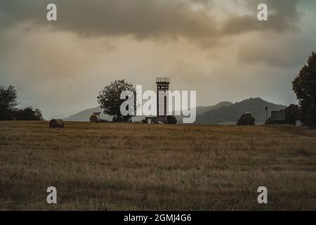 Observation Tower at the Point Alpha on the former inner German border Stock Photo