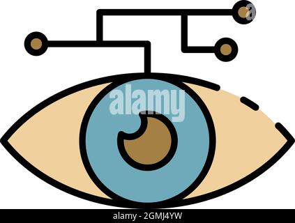 Artificial learning eye icon. Outline artificial learning eye vector icon color flat isolated Stock Vector