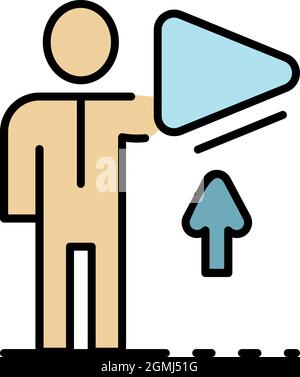 Play interactive learning icon. Outline play interactive learning vector icon color flat isolated Stock Vector
