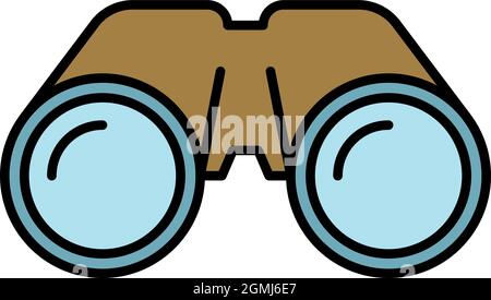 Binoculars icon. Outline binoculars vector icon color flat isolated Stock Vector