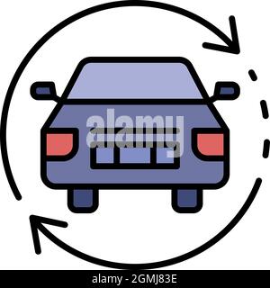 Car update firmware icon. Outline car update firmware vector icon color flat isolated Stock Vector