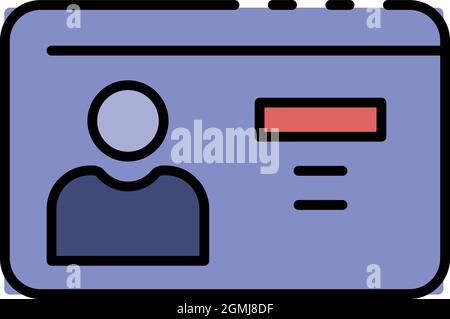 Driver license card icon. Outline driver license card vector icon color flat isolated Stock Vector