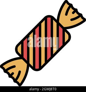 Striped pack toffee icon. Outline striped pack toffee vector icon color flat isolated Stock Vector
