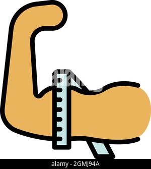 Measurement biceps icon. Outline measurement biceps vector icon color flat isolated Stock Vector
