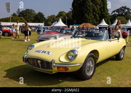1971 Jaguar E-Type Series 2 ‘HVG 947L’ on display at the Concours d'Elegance held at Blenheim Palace on the 5th September 2021 Stock Photo