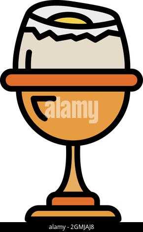 Boiled egg on stand icon. Outline boiled egg on stand vector icon color flat isolated Stock Vector