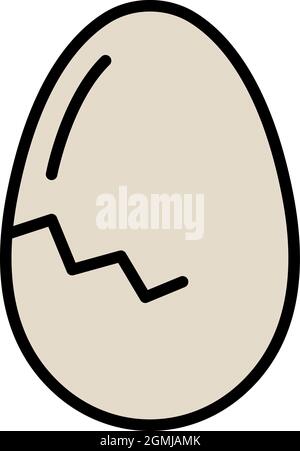 Solid crack egg icon. Outline solid crack egg vector icon color flat isolated Stock Vector