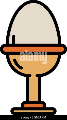 Solid boiled egg on stand icon. Outline solid boiled egg on stand vector icon color flat isolated Stock Vector