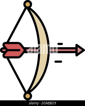 Arrow bow icon. Outline arrow bow vector icon color flat isolated Stock Vector