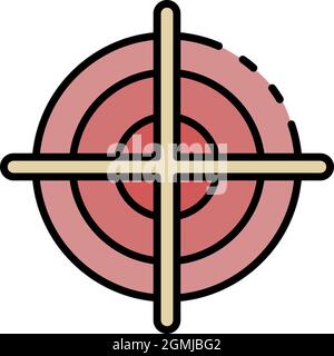 Bow target icon. Outline bow target vector icon color flat isolated Stock Vector