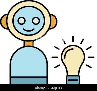Smart home bot icon. Outline smart home bot vector icon color flat isolated Stock Vector