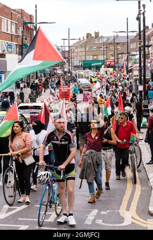 London, UK. 12 September 2021. Protesters march in opposition to the world’s largest arms fair, Defence and Security Equipment International (DSEI) Stock Photo