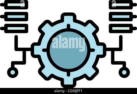 Ai gear program icon. Outline ai gear program vector icon color flat isolated Stock Vector