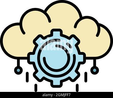 Ai cloud management icon. Outline ai cloud management vector icon color flat isolated Stock Vector