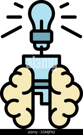 Ai brain icon. Outline ai brain vector icon color flat isolated Stock Vector