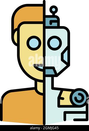 Humanoid in section icon. Outline humanoid in section vector icon color flat isolated Stock Vector