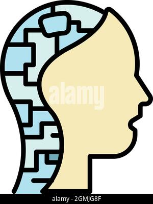 Cyborg head icon. Outline cyborg head vector icon color flat isolated Stock Vector