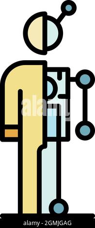 Humanoid vertical cut icon. Outline humanoid vertical cut vector icon color flat isolated Stock Vector