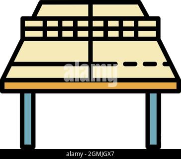 Ping pong table perspective icon. Outline ping pong table perspective vector icon color flat isolated Stock Vector
