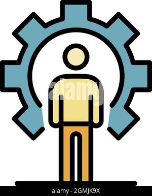 Gear man recruitment icon. Outline gear man recruitment vector icon color flat isolated Stock Vector