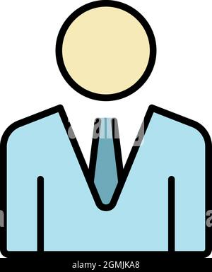 Company boss icon. Outline company boss vector icon color flat isolated Stock Vector