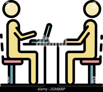 Recruitment meeting icon. Outline recruitment meeting vector icon color flat isolated Stock Vector