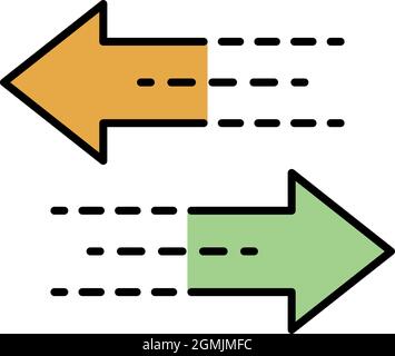 Arrow double direction icon. Outline arrow double direction vector icon color flat isolated Stock Vector