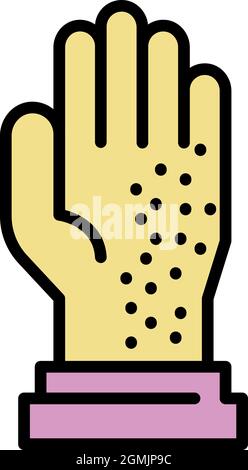 Mite on glove icon. Outline mite on glove vector icon color flat isolated Stock Vector