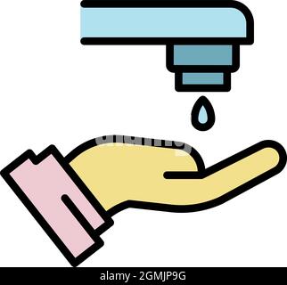 Wash hand icon. Outline wash hand vector icon color flat isolated Stock Vector