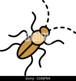 Cockroach icon. Outline cockroach vector icon color flat isolated Stock Vector