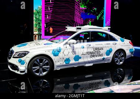 Mercedes Benz Urban Automated Driving test vehicle showcased at the Frankfurt IAA Motor Show. Germany - September 10, 2019 Stock Photo