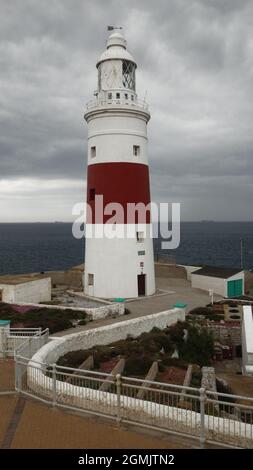 lighthouse on the coast, Europa point, Gibraltar Stock Photo