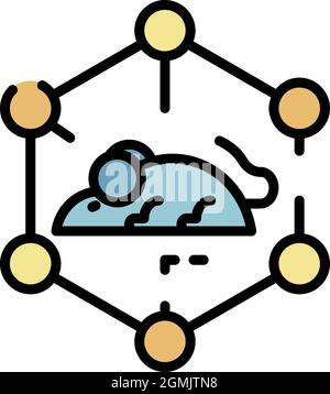 Molecular lattice and mouse icon. Outline molecular lattice and mouse vector icon color flat isolated Stock Vector