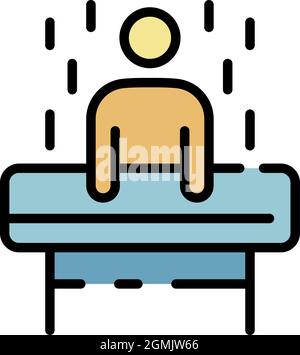 A man in a test tube icon. Outline a man in a test tube vector icon color flat isolated Stock Vector