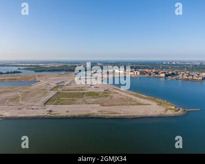 Aerial view of the new artificial islands near IJburg residential district in Amsterdam Stock Photo