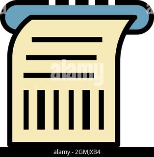 ATM barcode check icon. Outline ATM barcode check vector icon color flat isolated Stock Vector