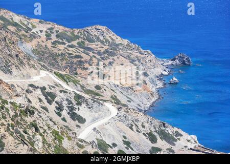 Amorgos island coastline, Amorgos, Cyclades Islands, Greece, Stock Photo