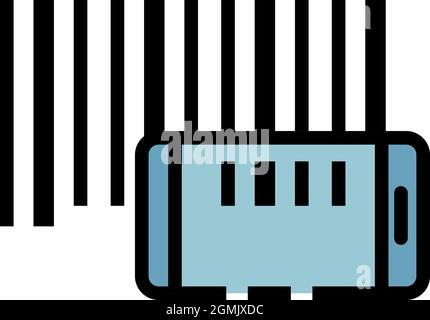Smartphone barcode reading icon. Outline smartphone barcode reading vector icon color flat isolated Stock Vector