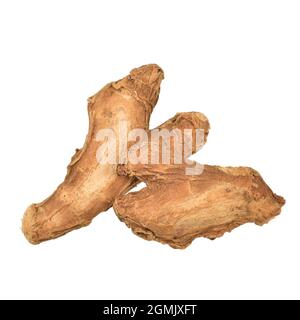 Dried Ginger Isolated on White Background with Clipping Path Stock Photo