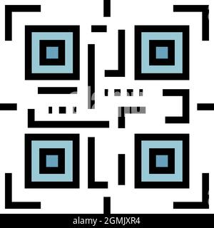 QR code identification icon. Outline QR code identification vector icon color flat isolated Stock Vector
