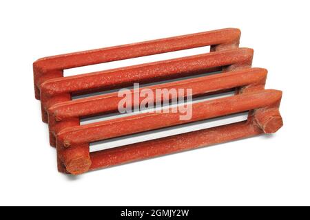 Cast iron radiator for water heating system isolated on white Stock Photo