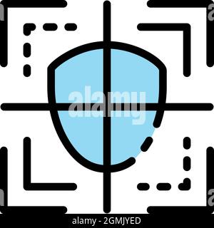 Face detection sight icon. Outline face detection sight vector icon color flat isolated Stock Vector
