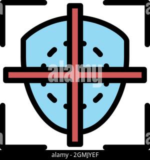 Face recognition sight icon. Outline face recognition sight vector icon color flat isolated Stock Vector