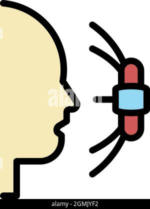 Face recognition camera icon. Outline face recognition camera vector icon color flat isolated Stock Vector