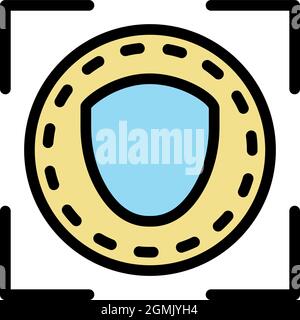 Face is identified icon. Outline face is identified vector icon color flat isolated Stock Vector