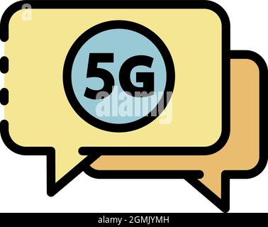5G chat bubbles icon. Outline 5G chat bubbles vector icon color flat isolated Stock Vector