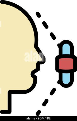 Face recognition area icon. Outline face recognition area vector icon color flat isolated Stock Vector