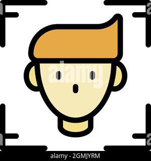 Person identified icon. Outline person identified vector icon color flat isolated Stock Vector